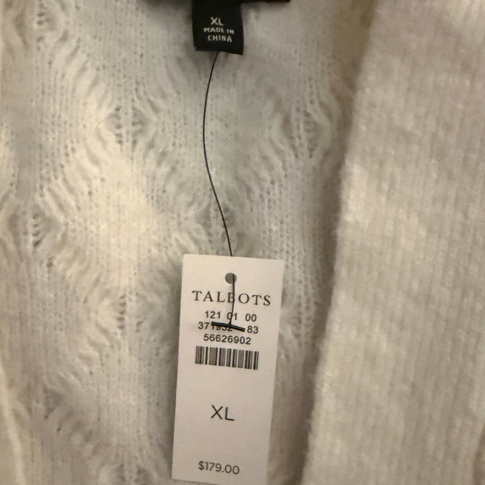 Talbots Light Cream color Cable-Knit Cardigan Sweater size XL NWT - Picture 2 of 5